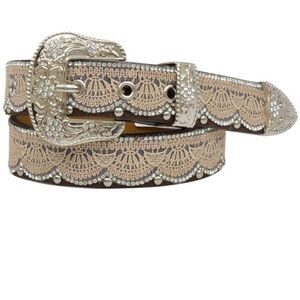 Elegant Lace Embellished Belt with Silver Accents
